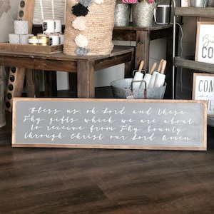 Bless Us Oh Lord And These Thy Gifts Framed Wood Sign Kitchen Decor