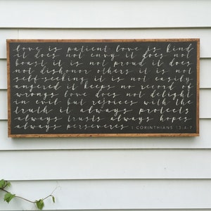 2'X4' Cursive Corinthians 13:4-7 | Etsy