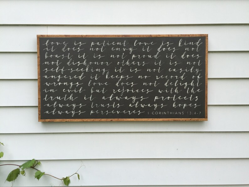 2'X4' Cursive Corinthians 13:4-7 | Etsy