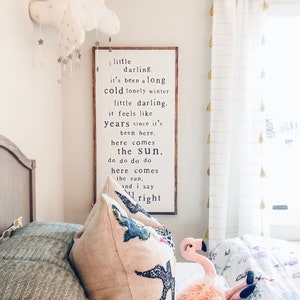 Here Comes The Sun Framed Wood Sign Spring Summer Children&#39;s Room Decor Playroom Decor