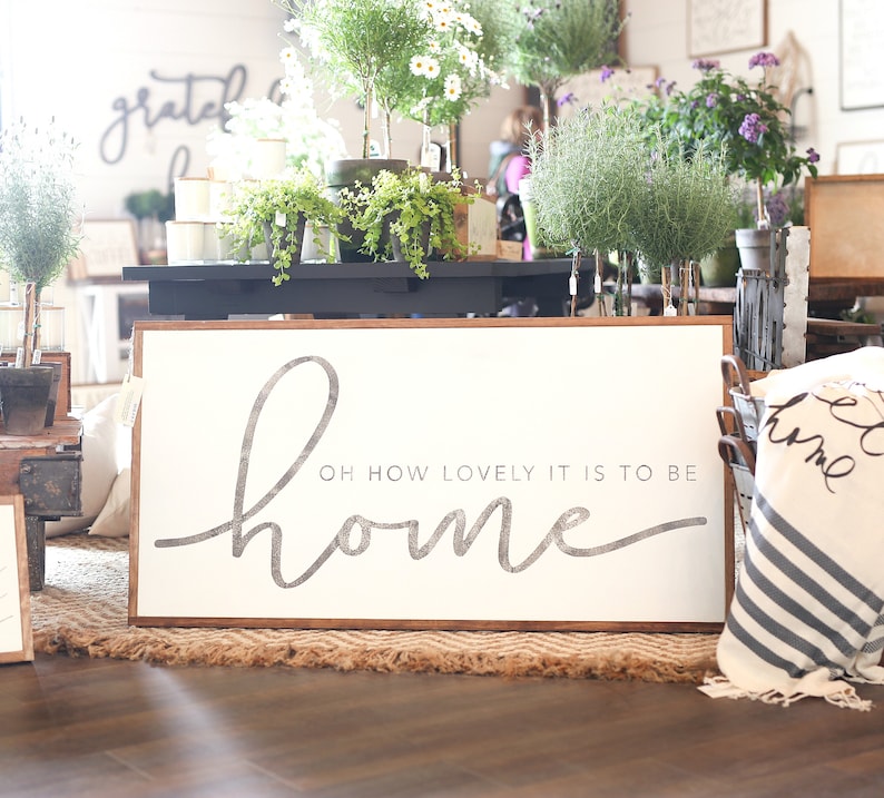 2'X4' Oh How Lovely It Is To Be Home Framed Wood Sign Etsy
