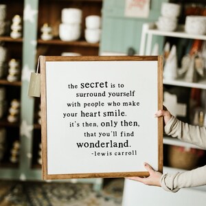 The Secret Is To Surround Yourself With People Who Make Your Heart Smile Framed Wood Sign Playroom Decor Kids Room Fireplace Decor image 2