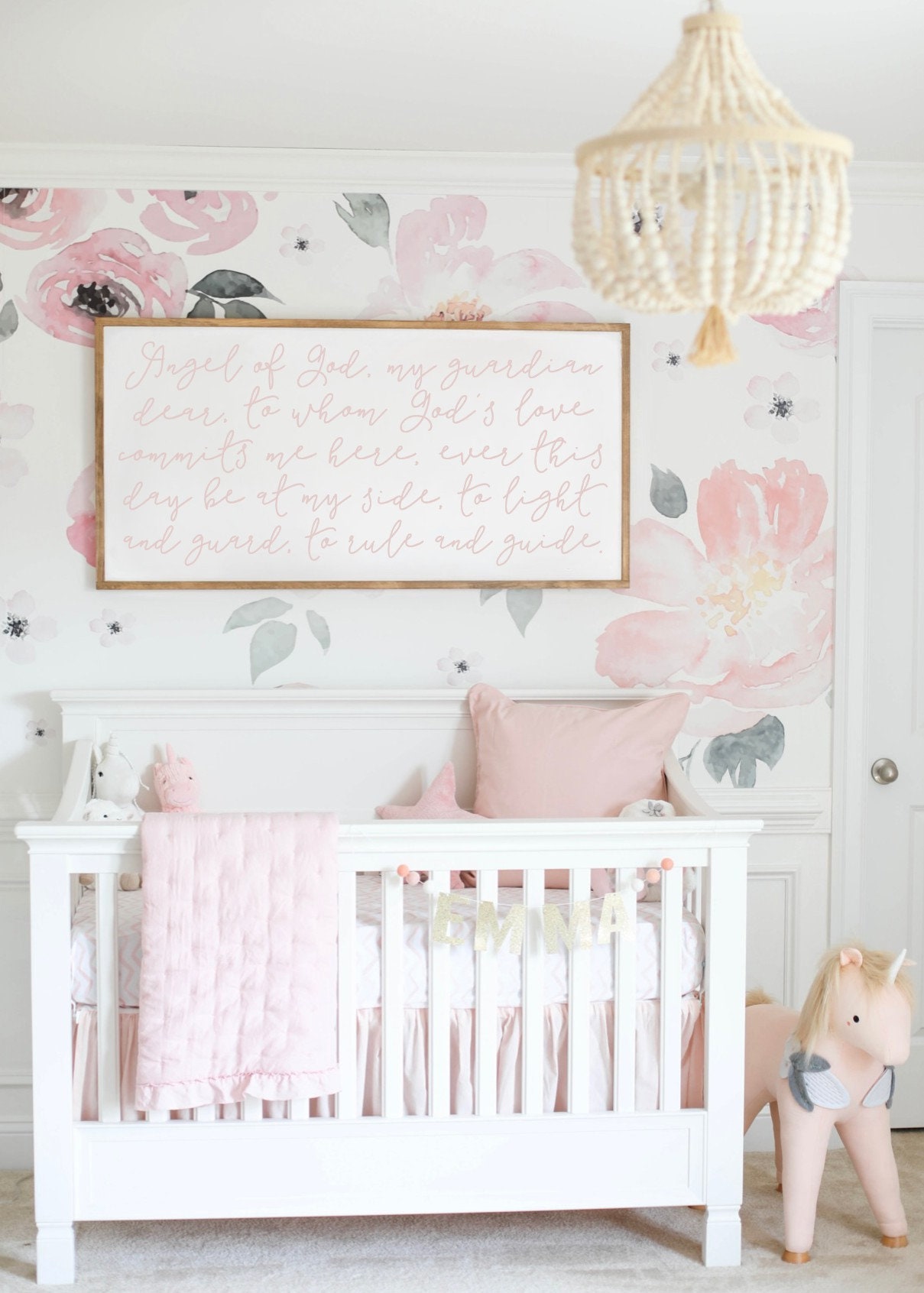 Engel Gottes Lieber Schutzengel gerahmtes Holzschild Baby Zimmer Dekor Baby Shower Geschenk Neugeborenen