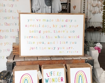 Horizontal I Like You Just The Way You Are Mr. Rogers Framed Wood Sign