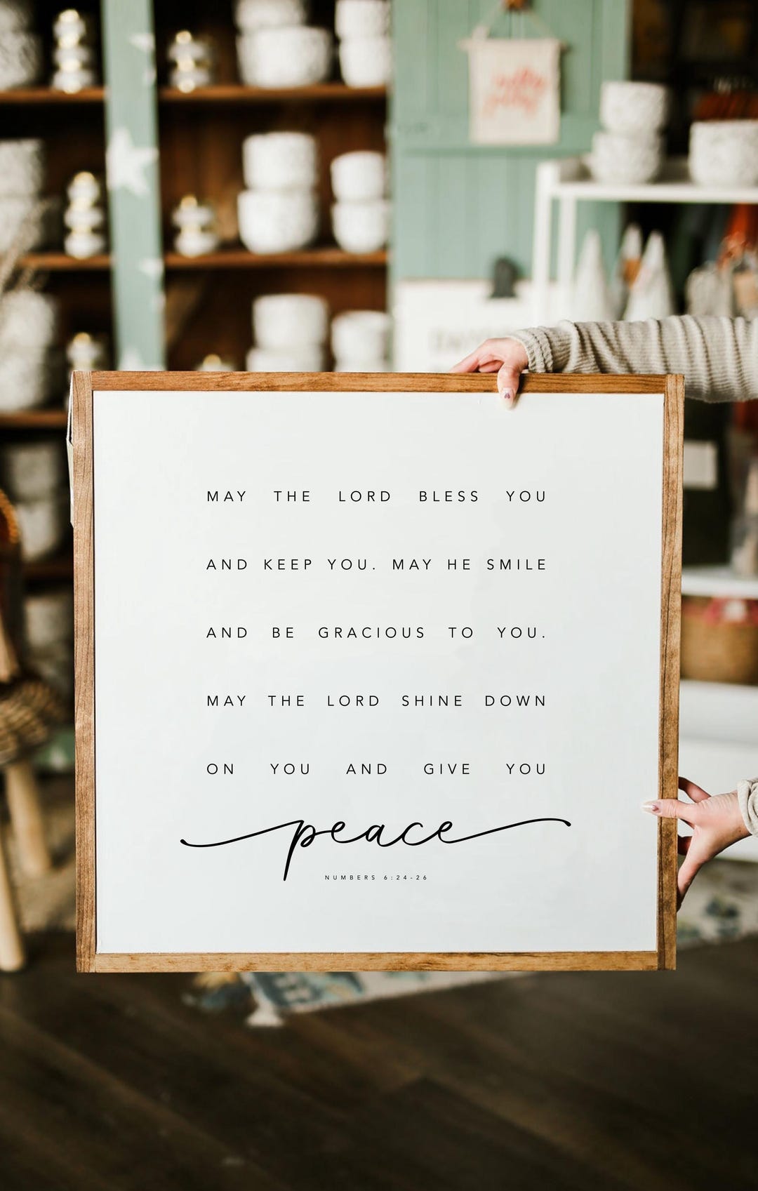 May the Lord Bless You and Keep You Numbers Framed Wood Sign Living ...