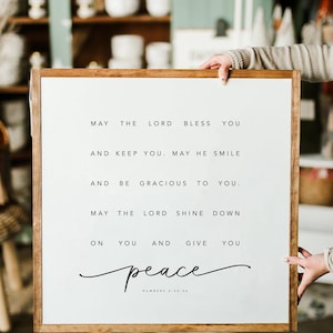 May The Lord Bless You And Keep You Numbers Framed Wood Sign Living room decor fireplace decor