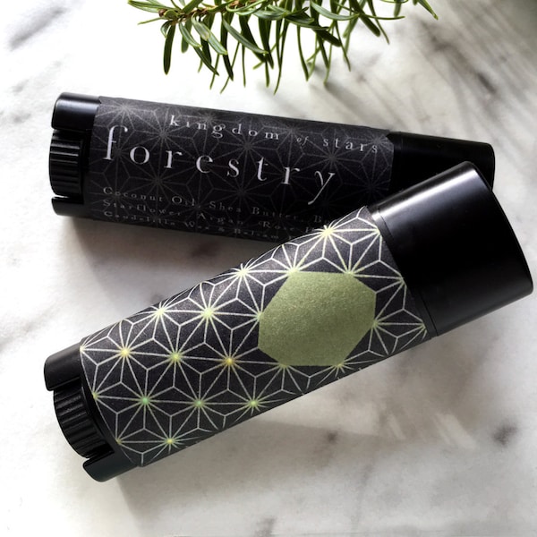 Forestry Natural Vegan Lip Balm Fir Balsam Woodland Pine Tree Fresh Pure Essential Oils, EO Alpine Aromatherapy Foret  Forest