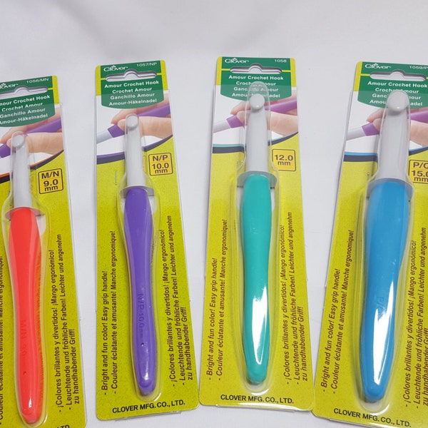 CLOVER AMOUR Crochet hooks, 2-15mm, various sizes, bright colours