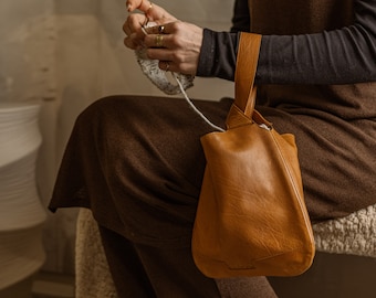 MUUD Dzana Leather Dumpling Wrist Bag, Project Bag