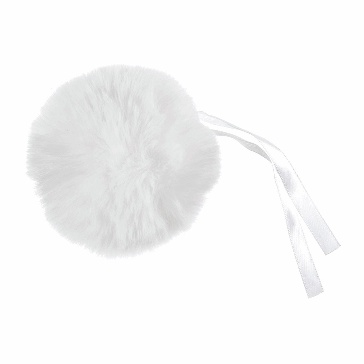 white fluffy pom pom