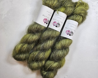Hand dyed Kid Mohair Silk yarn, Lace weight, 50 g, LICHEN