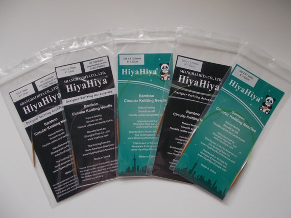 HiyaHiya Bamboo Fixed Circular needles, 9", 23cm, sock needles, sock circulars