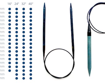 LYKKE  INDIGO wooden circular needles, 16", 24", 32", 40cm, 60cm, 80cm