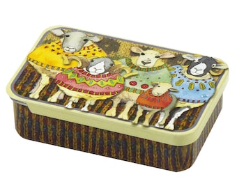 Emma Ball SHEEP IN SWEATERS pocket tin, small notions tin