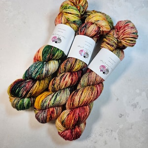 Hand dyed Merino Superwash yarn, Aran weight, 100g, AUTUMNAL IDEA
