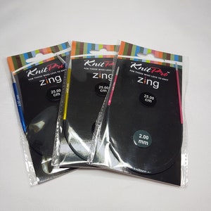 Aiguilles circulaires KnitPro Zing, 25 cm, différentes tailles 2-5 mm