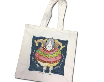 KNITTING Is My HAPPY PLACE cotton canvas bag, tote