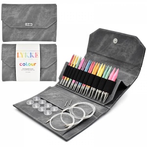LYKKE  COLOUR 5" Interchangeable needle set, rainbow, Black case