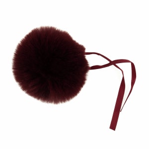 Faux Fur POM POMS, 11cm, BURGUNDY