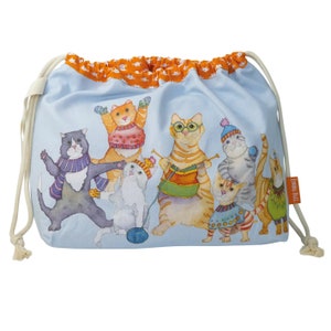KITTENS IN MITTENS Drawstring project bag, knitting bag