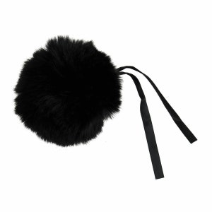 Faux Fur POM POMS, 11cm, BLACK