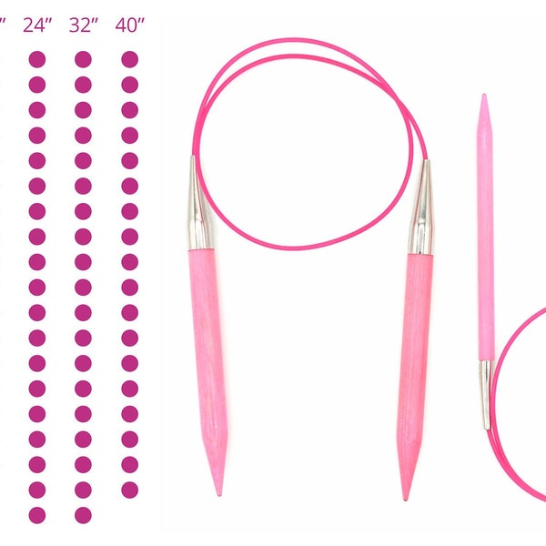 LYKKE  BLUSH wooden circular needles, 16", 24", 32", 40", 40cm, 60cm, 80cm, 100cm