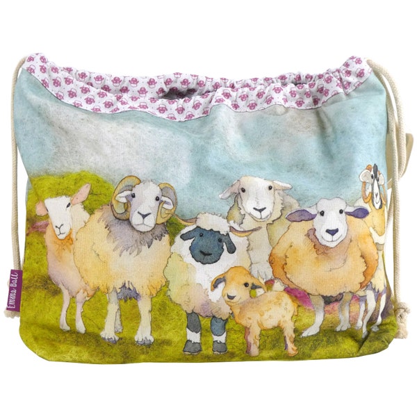 FELTED SHEEP Drawstring project bag, knitting bag