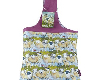 Bolso de muñeca de oveja de fieltro, bolso para proyecto de tejido, diseño de Emma Ball