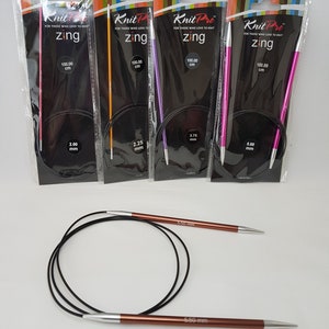 Aiguilles circulaires KnitPro Zing, 100 cm, différentes tailles 2-12 mm