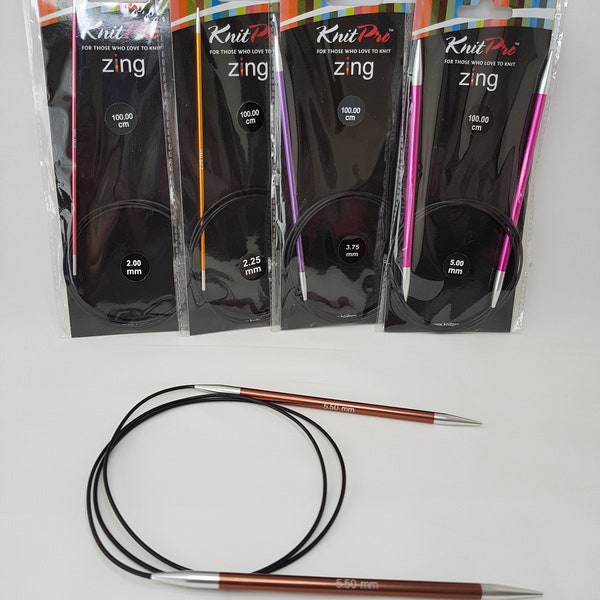 KnitPro Zing Circular needles, 100 cm, various sizes 2-12 mm