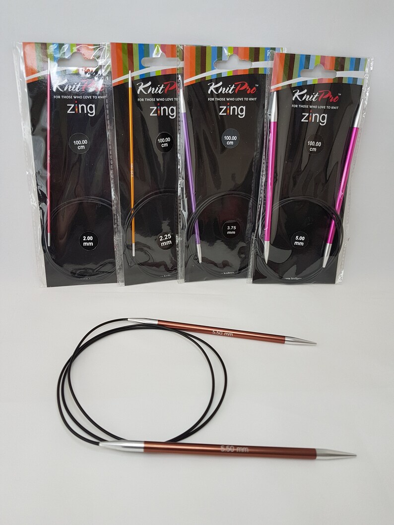 KnitPro Zing Circular needles, 100 cm, various sizes 2-12 mm image 1