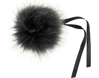 Faux Fur POM POMS, 11cm, Light Grey