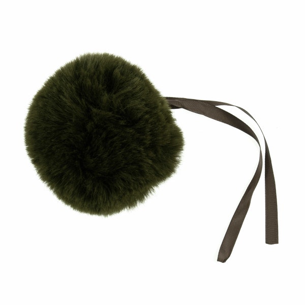 Faux Fur POM POMS, 11cm, KHAKI