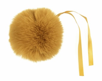 Faux Fur POM POMS, 11cm, MUSTARD