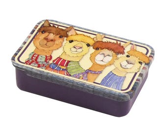 Emma Ball Happy Alpacas Pocket Tin, Small Storage Tin
