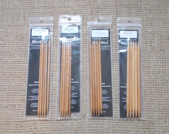 HiyaHiya double pointed bamboo knitting needles, various sizes, 15cm, 6inches