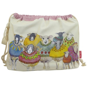 SHEEP IN SWEATERS Drawstring project bag, knitting bag