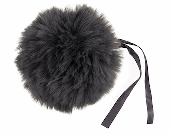 Faux Fur POM POMS, 11cm, GREY