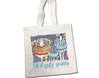 FULL of WOOLLY GOODNESS cotton canvas bag, tote