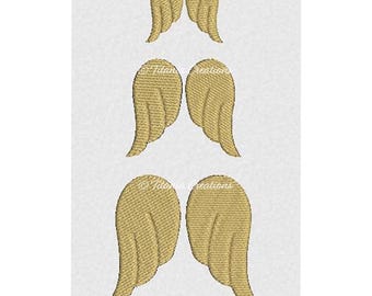 Mini Angel Wings Machine Embroidery Design, Three Sizes (Instant Download)