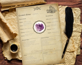 Crystal Template Printable Pages. Witchcraft. Book Of Shadows. Grimoire.  Instant Digital Download