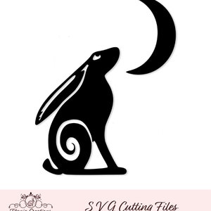 Fichier de coupe SVG Wicca païen lièvre regardant la lune par Titania Creations, téléchargement immédiat.