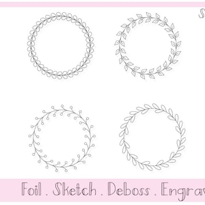 Single Line SVG-Datei für Foil Quill Sketch. Wreath Set von Titania Creations, Sofort Download.