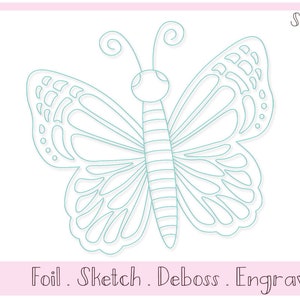 Single Line SVG File For Foil Quill / Sketch Butterfly by Titania Creations, Instant Download.