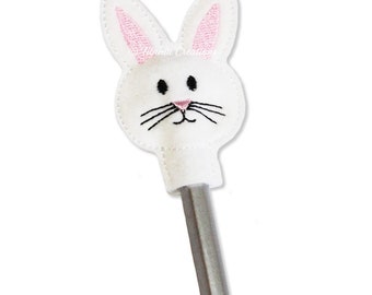 ITH Bunny Pencil Topper Machine Embroidery Design Pattern For 4x4 and 5x7 Hoops by Titania Creations. Instant Download