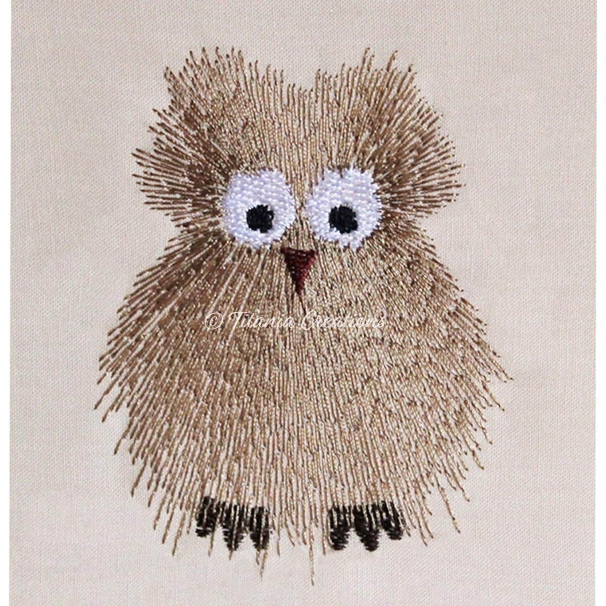 Primitive Owl Machine Embroidery Design Pattern Two sizes included 4x4 5x7  by Titania Creations Ins