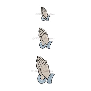 Mini Praying Hands Machine Embroidery Design Pattern. Set of Three by Titania Creations, Instant Download.