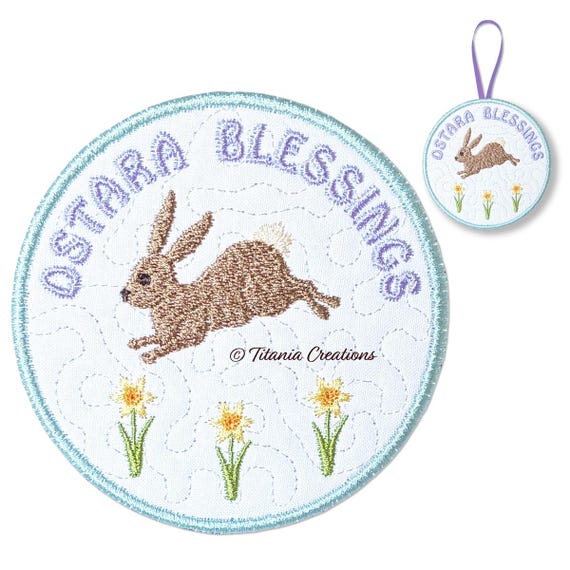 Ostara Blessings Coaster Machine Embroidery Design (4x4, 5x5 Hoops) (Digital Download)