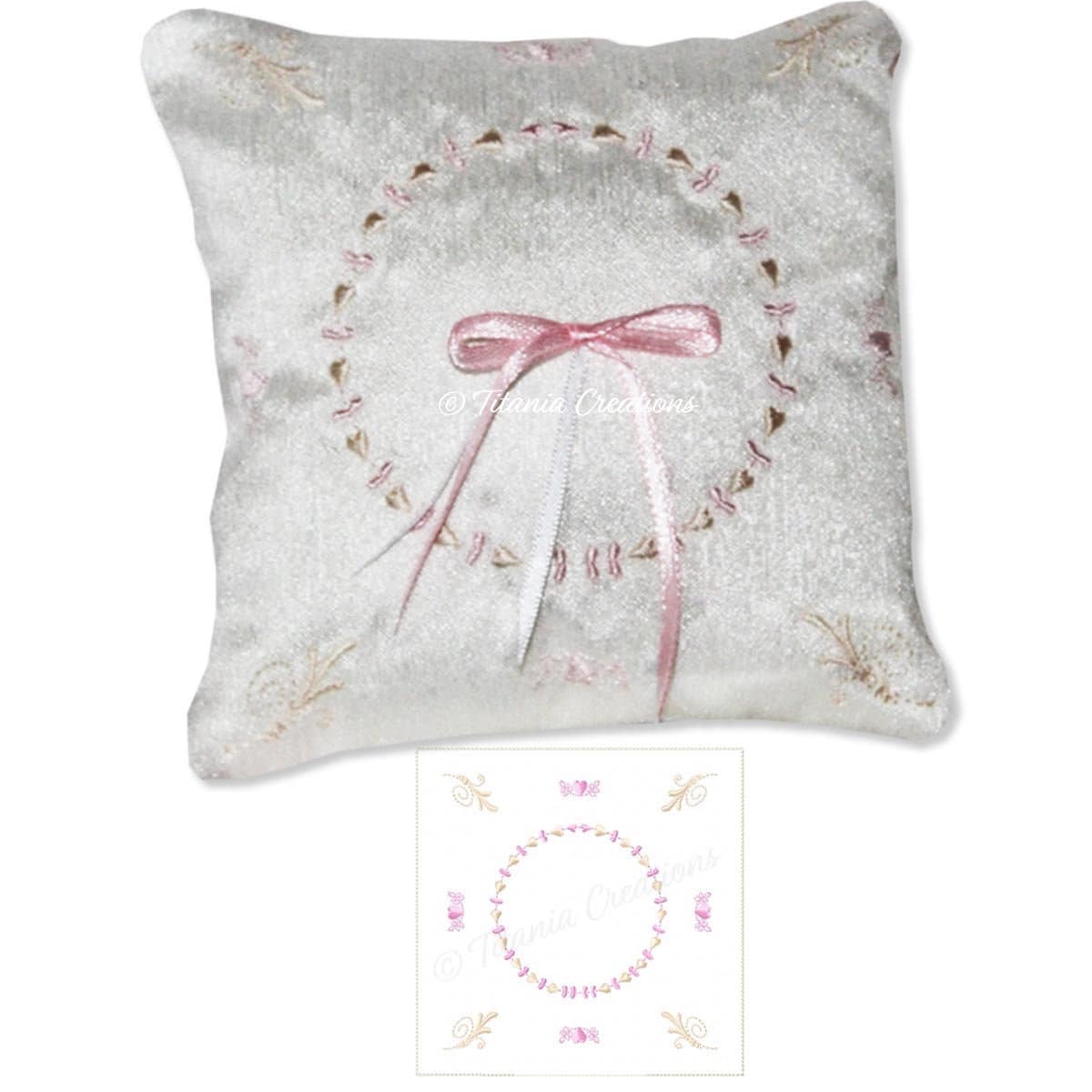 In-The-Hoop Wedding Ring Cushion Ith Embroidery