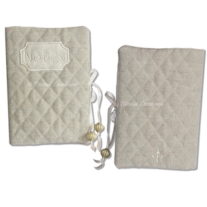 ITH Quilted A6 Note Book Cover Machine Embroidery Design Pattern  7x11 Hoop by Titania Creations, Instant Download.